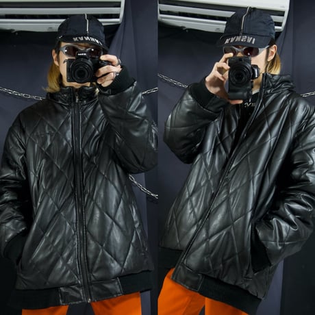 SeanJohn PU Leather Quilting Oversized Puff Jacket