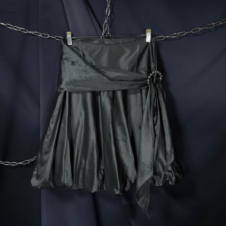 USED Deformation Design Medium Length Balloon Shiny Skirt