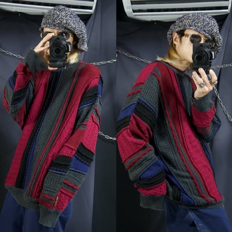 80s~90s Carlo Colucci Germany made Oversized 3D Knit Sweater