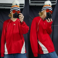 00s c2005 Adidas “Intial ULTRAMAN Color” Center PerformanceLogo Embroidery Football L/S Uniform Tee
