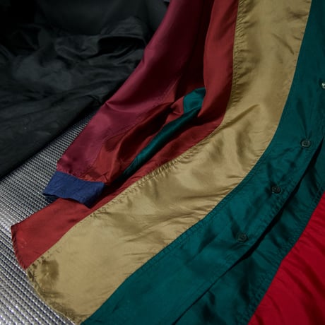 90s STUNT Crazy Multi Color Striped Silk100% L/S Shirts