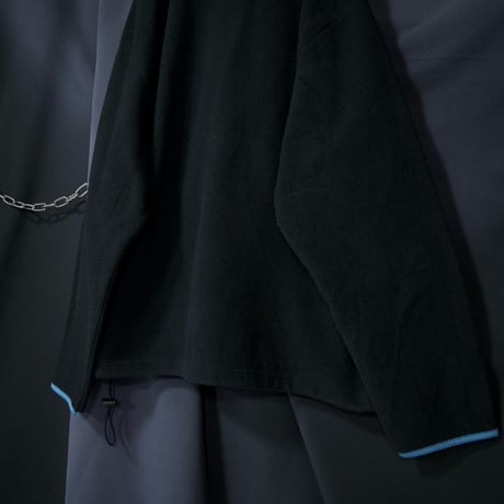 90s c1999 OLDNAVY 2tone Switching Black×SaxBlue Pullover Halfzip Fleece Jacket