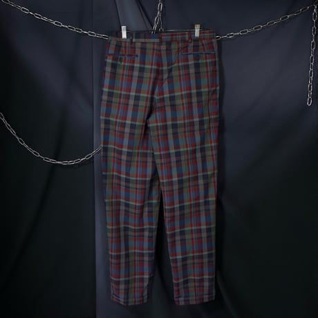 80s~90s Euro Deadstock Tartancheck 2tuck Wide Slacks Pants