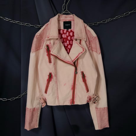 Desigual 20ss Piece Dyed Bleach Short Length London type Double Debim Riders Jacket