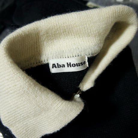 90s~00s ABAHOUSE Emblem Embroidery HalfZip Wool Knit Sweater/Polo Shirts