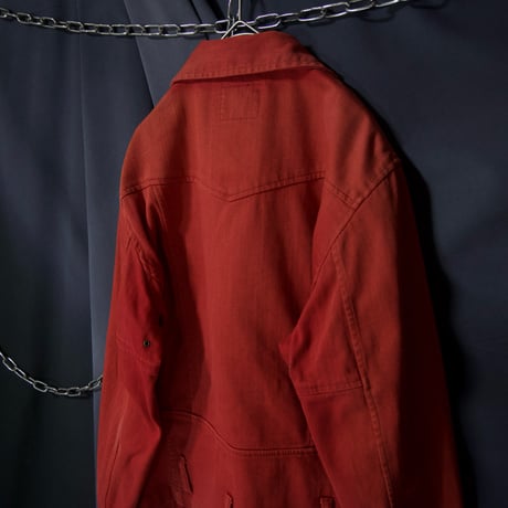 00s c2007 Levi’s Piece Dye Smoky Red Denim Double Riders Jacket