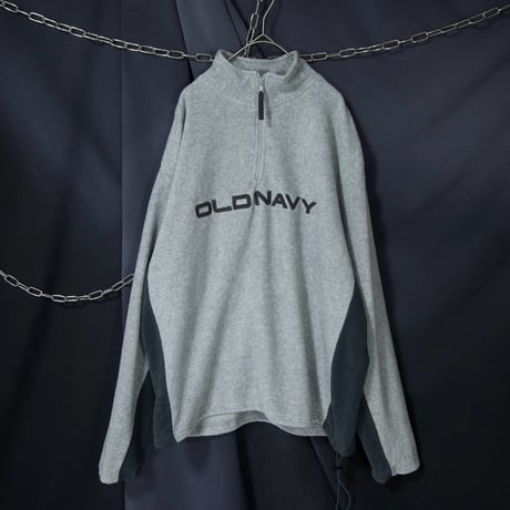 90s~00s OLD NAVY Halfzip Pullover Side Switching&Embroidery Fleece Jacket