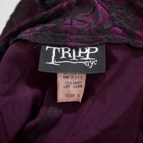 80s TRIPP nyc USA made Flower Lace Rayon Design Boots Cut Pants