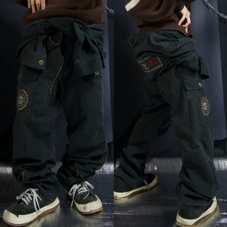 291295HOMME Skull Embroidery Studs Jump Suits All in One