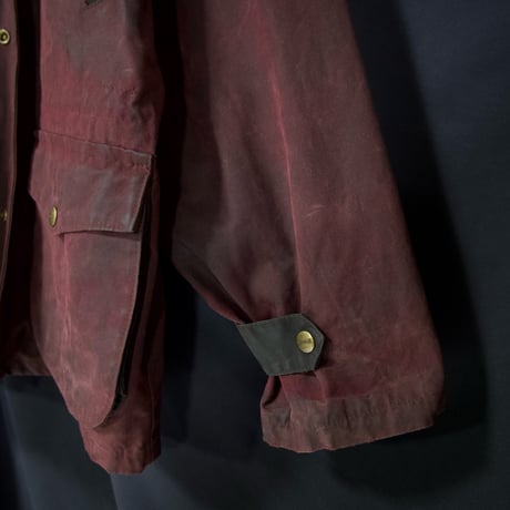 80s~90s KOOLAH Canada made BEDALE type Leather Collar Elbow Patch 2tone Switching Oiled Jacket