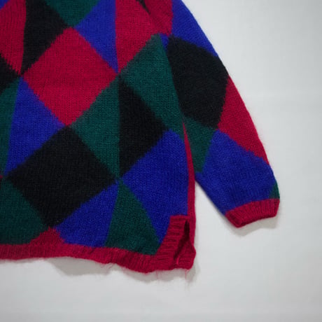 ParisSportClub Argyle,Diamond Patterns Mohair Knit