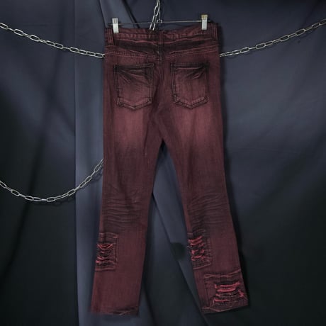 "00s Y2K Rock Spice” Piece Dying Boro Crush Damage Skinny Denim