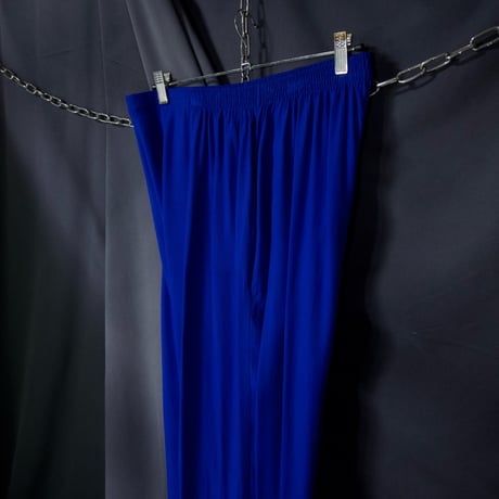 ChristineLaure France made Vivid Cerulean Blue Viscose Rayon 100% Wide Tapered Easy Pants