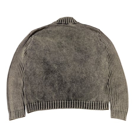 Unknown USED Cotton FullZip Design Knit Sweater
