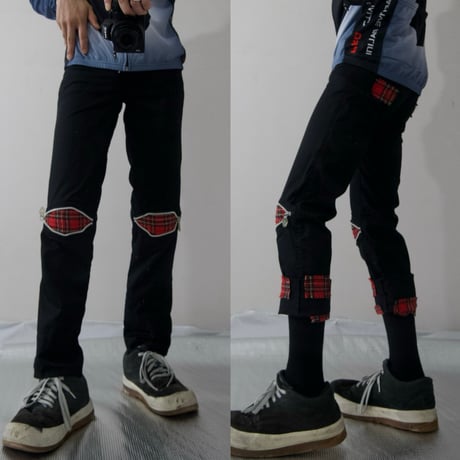 CYBER DOG UK made Tartan Check Zipper Gimmick Pants