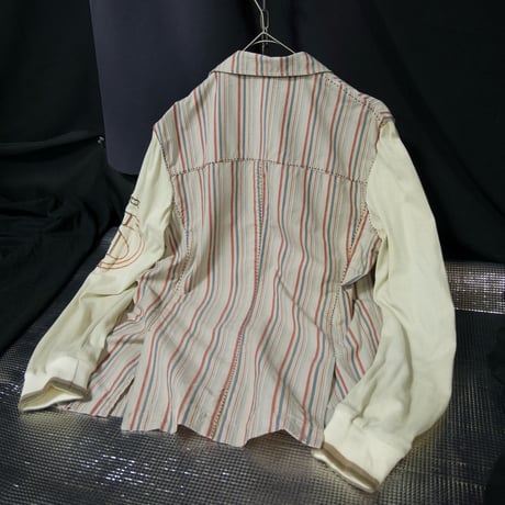 Sabotage Different Weaving Switches Cotton Multi Striped Tailored Jacket