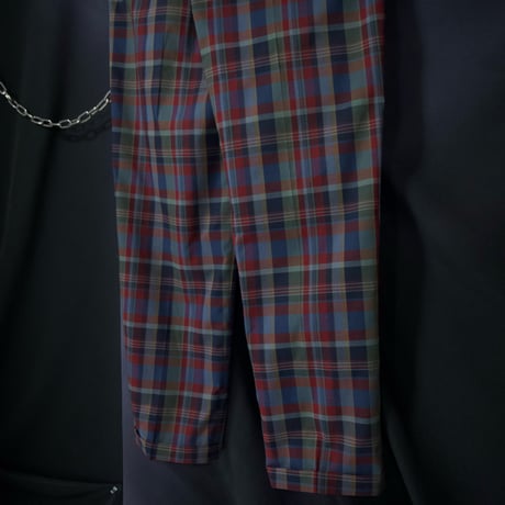 80s~90s Euro Deadstock Tartancheck 2tuck Wide Slacks Pants