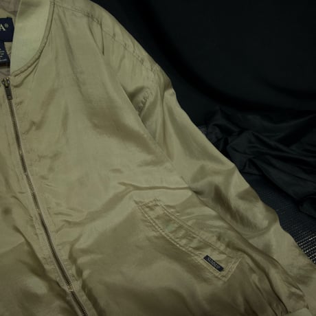 90s SUMMA Smoky Champagne Gold Silk 100% MA-1 type Box silhouette Bomber Jacket
