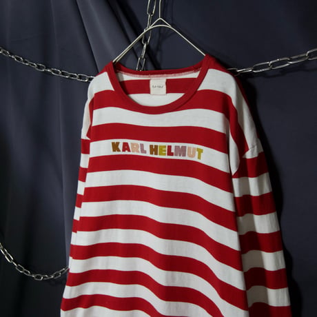 90s Karl Helmut Red×White Border L/S Tee