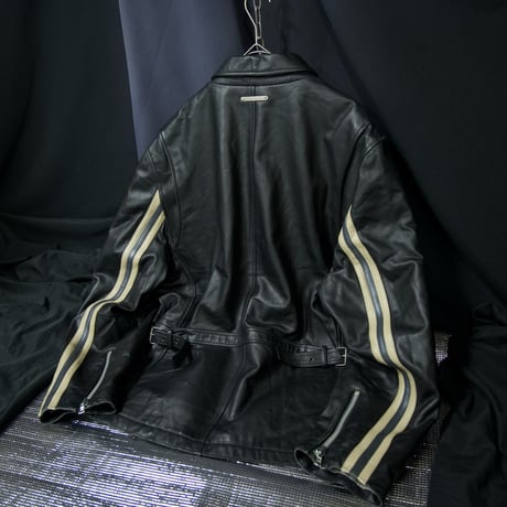 TOMMY HILFIGER Racing Design Side&CenterLine Oversized LambLeather Sports Jacket/Single Riders