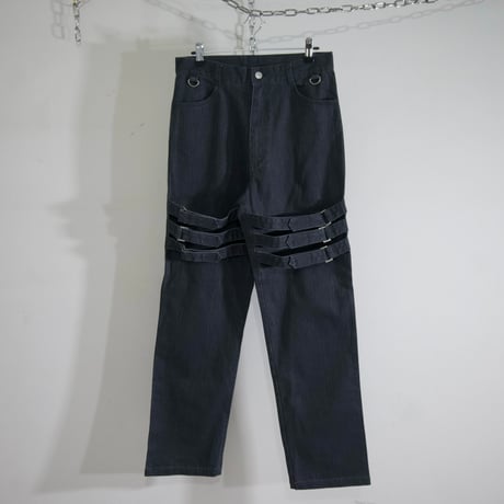 SLASH NUMBER Triplet Bondage Belt Denim