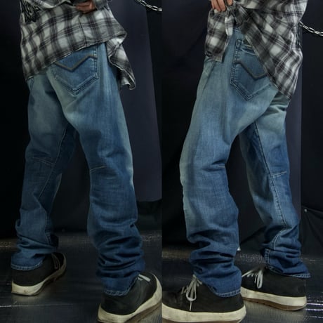 ENERGIE Italy made 3D Cut Draping Wash Loose Straight Denim