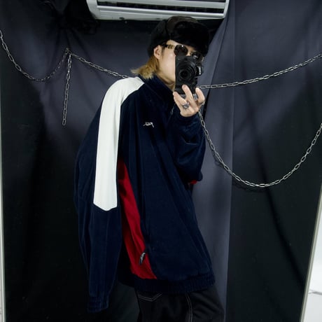 FUBU 4X Velor Switching Embroidery Oversized Track Jacket