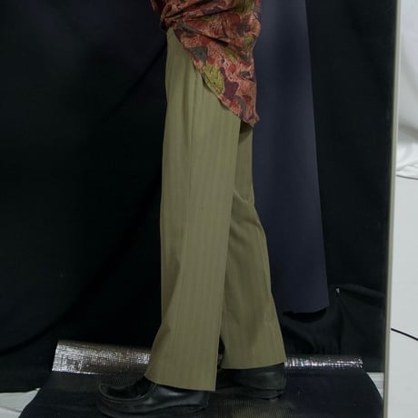 Late90s~Early00s Italy made Rayon Chalk Stripes Center Crease Flare Boots Cut Slacks