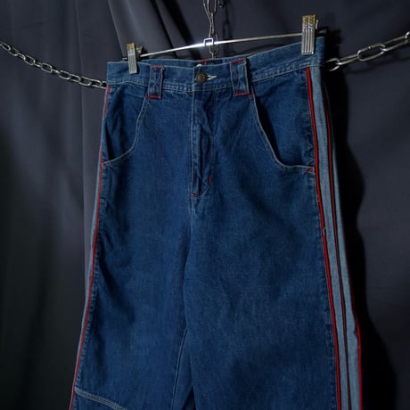 HERE&THERE Cyber B-boy Embroidery SideLine Cropped Raver Denim
