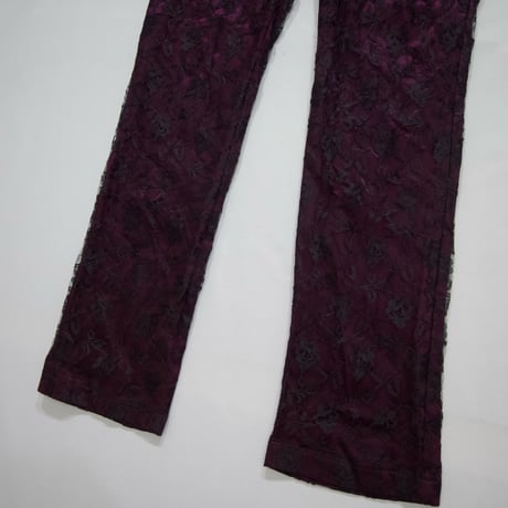 80s TRIPP nyc USA made Flower Lace Rayon Design Boots Cut Pants