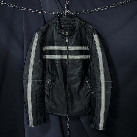 WILSONS LEATHER Biker/Racing type Side&Center Line Leather Single Riders Jacket