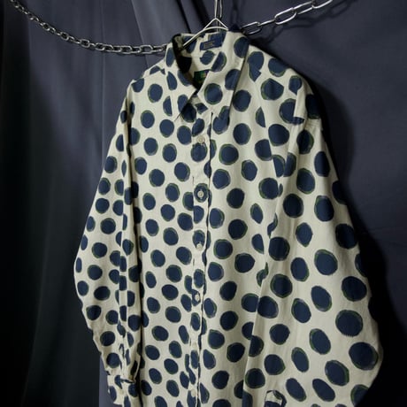 90s ~c1997 COLOURS by ALEXANDER JULIAN Japan made inhomogeneity Polka Dot Cotton L/S Shirts