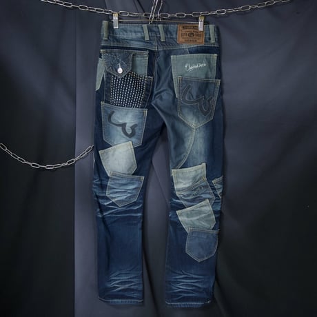 JAPRAG OKISHANA SAMOKI Rebuild Multi Pockets Banana Cut Wash Denim