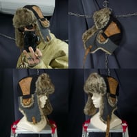 USED PU Leather 3tone Patchwork Quilting Fake Fur Flight Cap