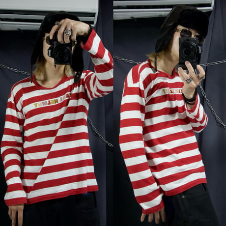 90s Karl Helmut Red×White Border L/S Tee