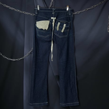 c96~04 BODY BUTTER Leather Switching BootsCut Flare Denim