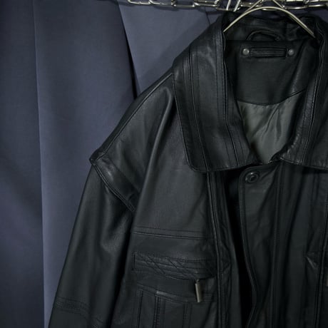 C&A Nappa Pig Leather 2way Detachable Bomber Sports Jacket