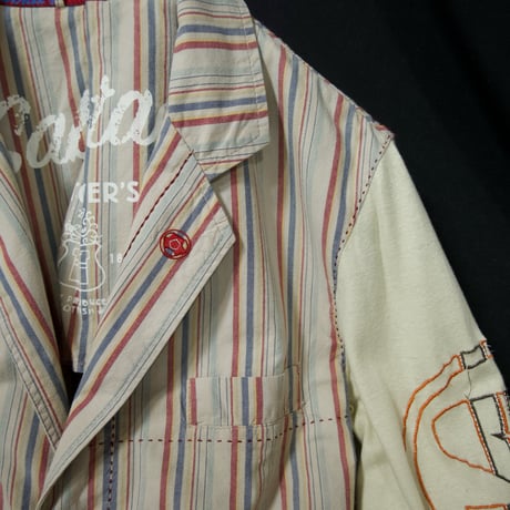Sabotage Different Weaving Switches Cotton Multi Striped Tailored Jacket