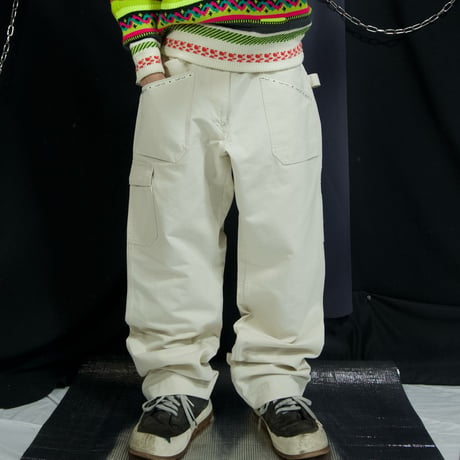 00s c2001 Karl Helmut Embroidery TapeLine Baker Cargo Painter Baggy Pants