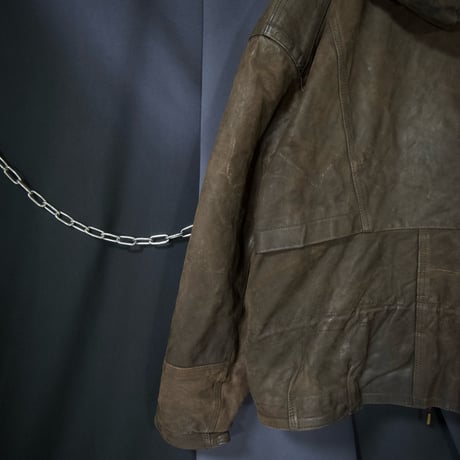 FRANCE made Leather Oiled Fireman Jacket/Mountain Hoodie