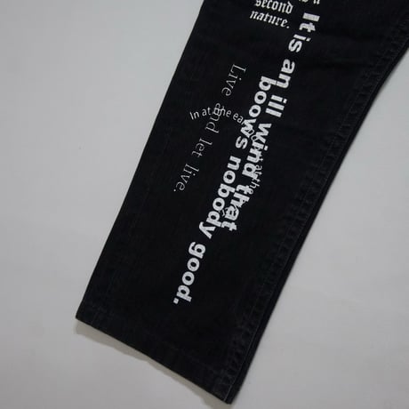 USED Skull&Proberbs Design Denim Baggy Pants