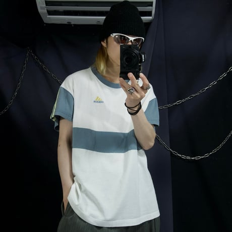 Late90s~Early00s Adidas RingerNeck Awesome Irregularity Switched&Colour S/S Tee