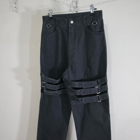 SLASH NUMBER Triplet Bondage Belt Denim