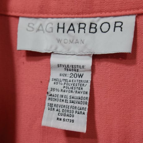 90s SAG HARBOR Choral Pink Rayon Blend S/S Tailored Shirts Jacket