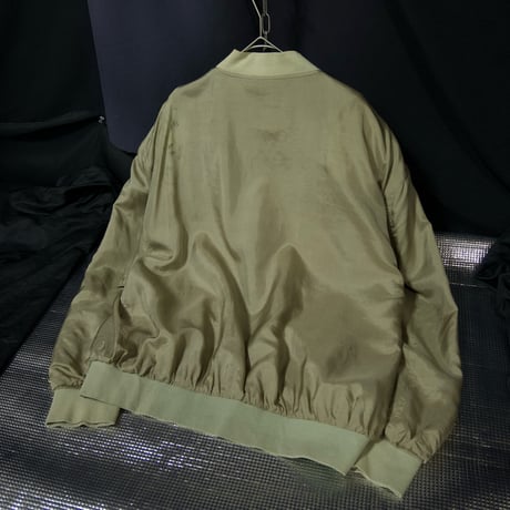 90s SUMMA Smoky Champagne Gold Silk 100% MA-1 type Box silhouette Bomber Jacket
