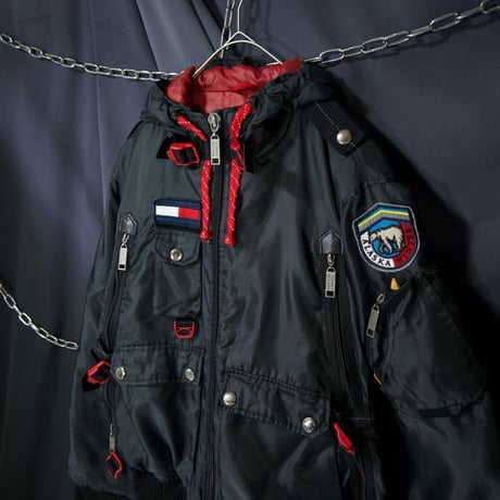 Tommy Hilfiger Multi Zipper&Pockets HighGimmick Parachute Padding Flight Jacket/Mountain Hoodie