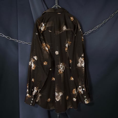 70s USA made H BAR C Printed Botanical Flowers Graphic L/S Western Shirts