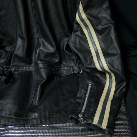 TOMMY HILFIGER Racing Design Side&CenterLine Oversized LambLeather Sports Jacket/Single Riders