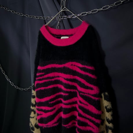 Euro “VisualKei Spice” Zebra&Leopard Shaggy Knit Sweater
