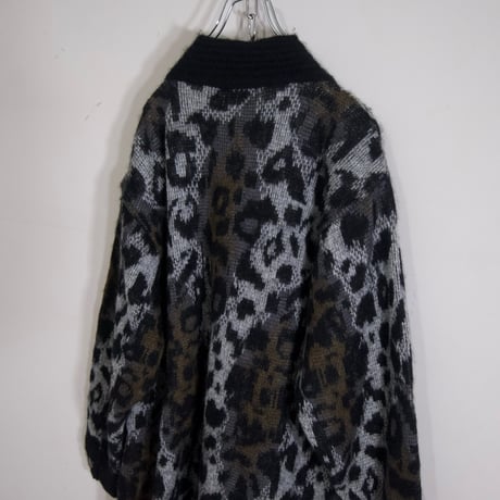 80s J.M Joss Leopard Patterns Oversized Mohair Cardigan
